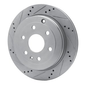 Buick Enclave Brake Rotor (1) - Rear Left - R1 Concepts - Drilled & Slotted - Silver - `07-`17